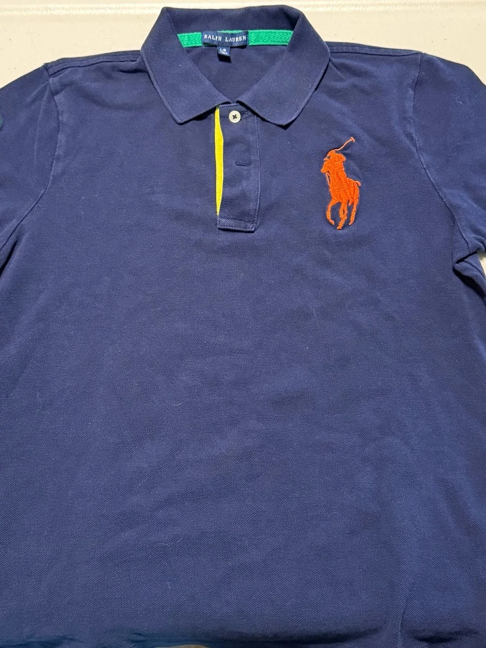 Ralph Lauren Navy Polo with Green Trim